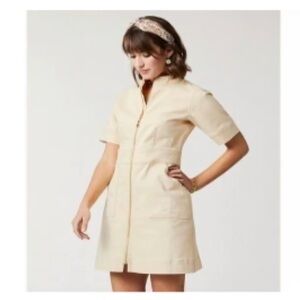 Spartina 449 Nevie S/S Denim dress wheat cream‎ white size S coast casual spring